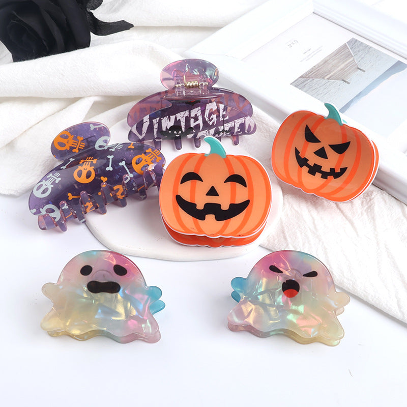 Wholesale Dark Style PVC Pumpkin Ghost Shark Claw Hair Clip  Creative Hair Accessory For Resale