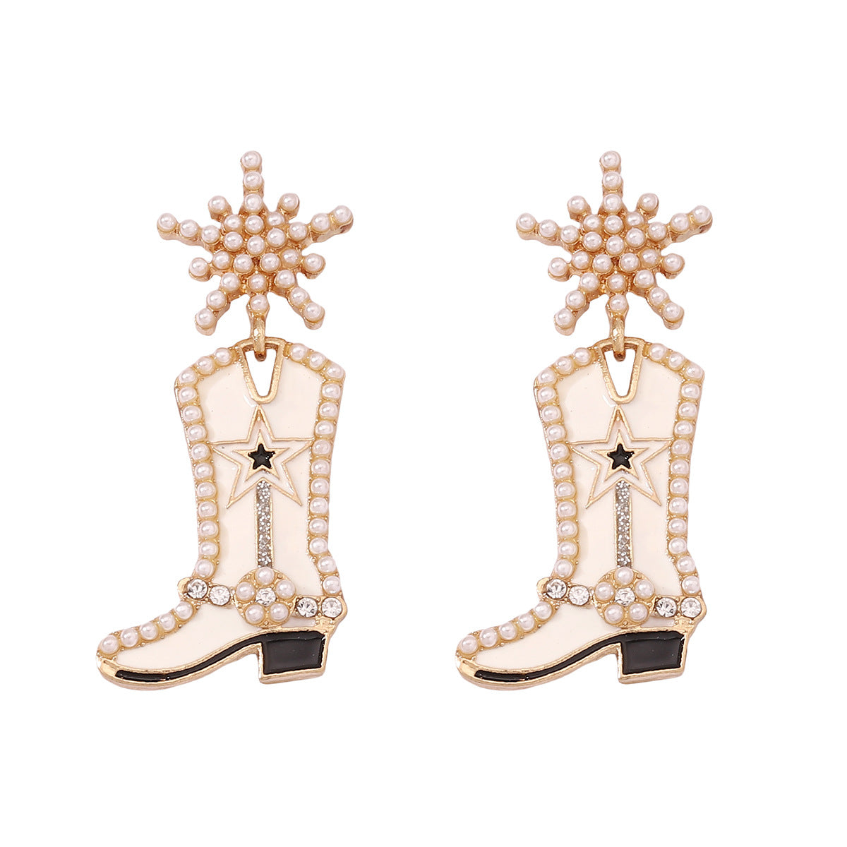 Wholesale Mother's Day Creative Oil Dripping Long Boots Alloy Earrings