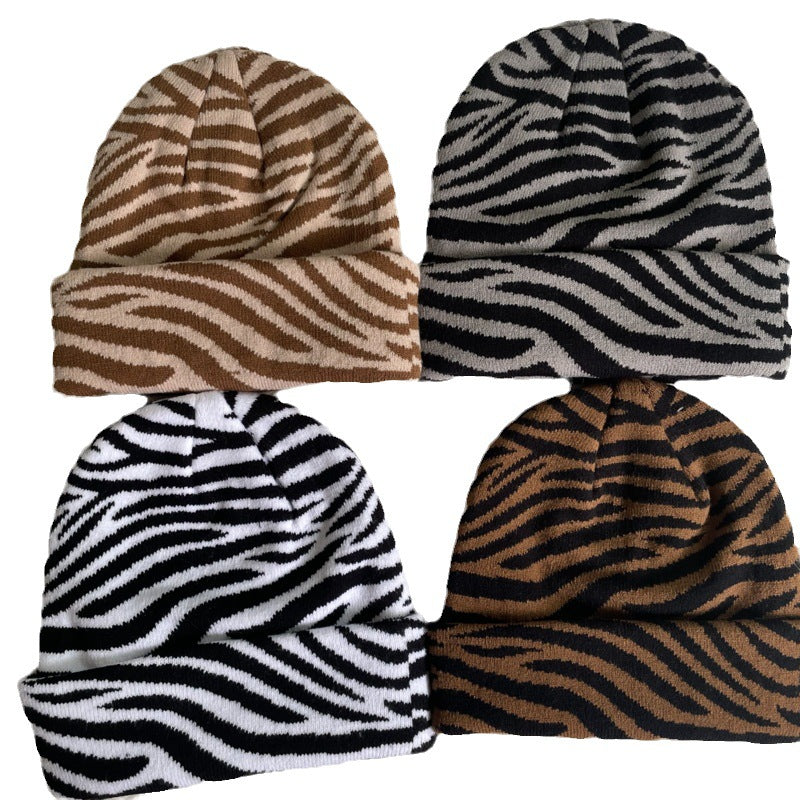 Wholesale Autumn and Winter Warm Student Cute Leopard Print Cow Knitted Wool Hat