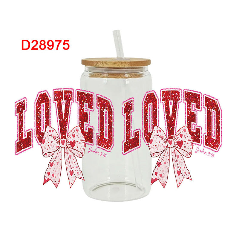 Wholesale Pink Love Valentine's Day 16oz Cup UV DTF Wraps
