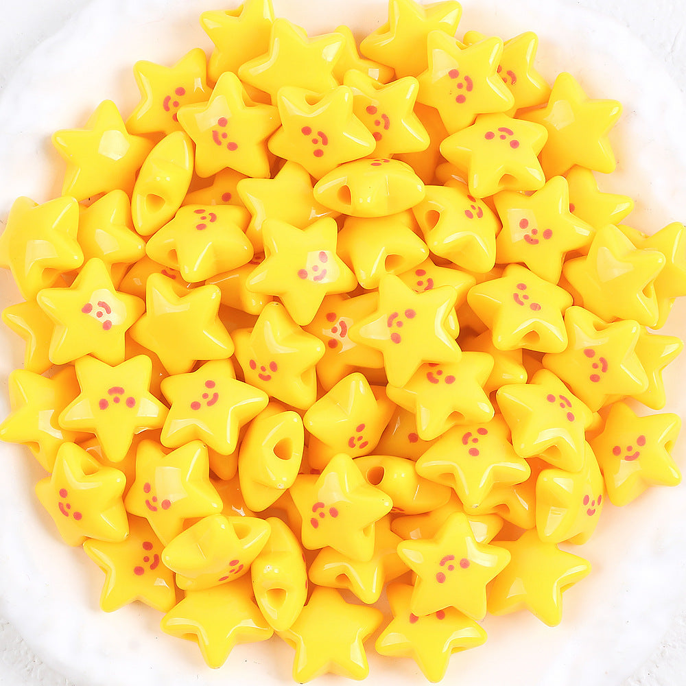 Wholesale 5pcs Handmade DIY Acrylic Beads Cute Bear Apple Five-Pointed Star