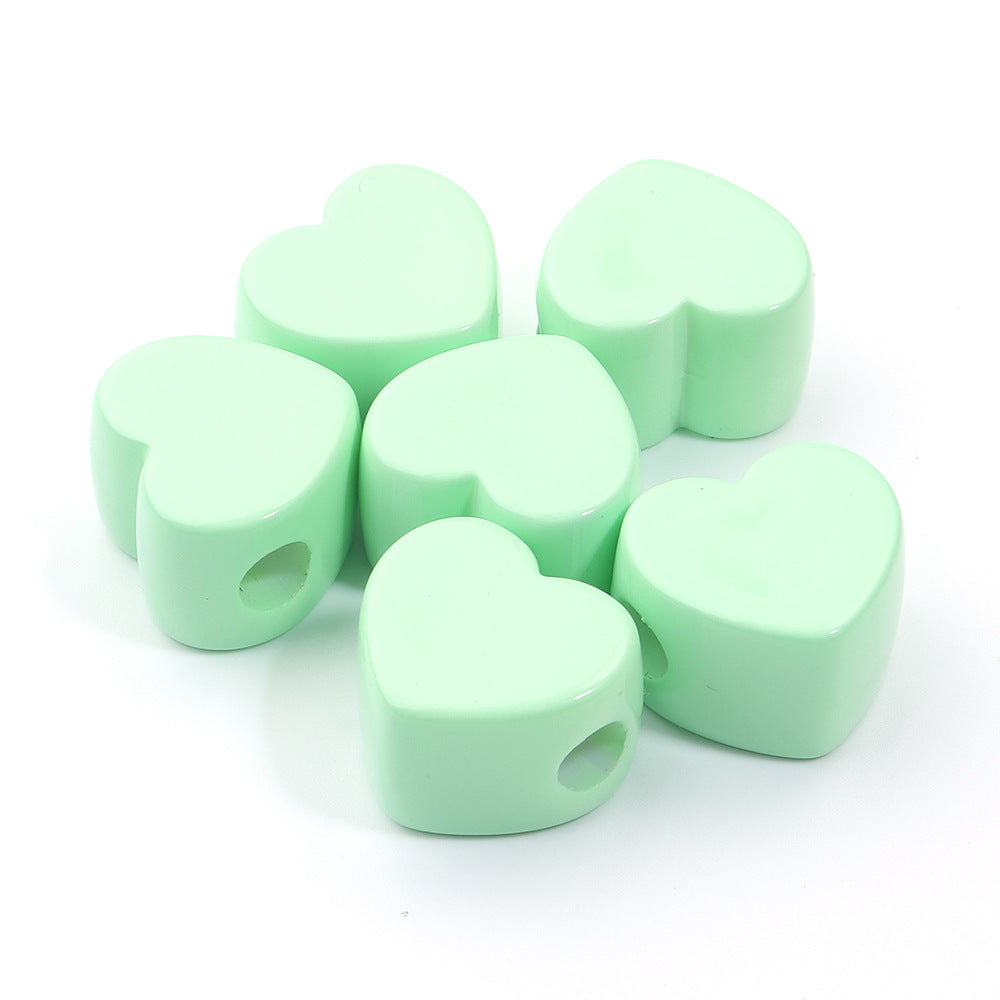 Wholesale 6pcs Acrylic Macaron Color Peach Heart DIY Beads