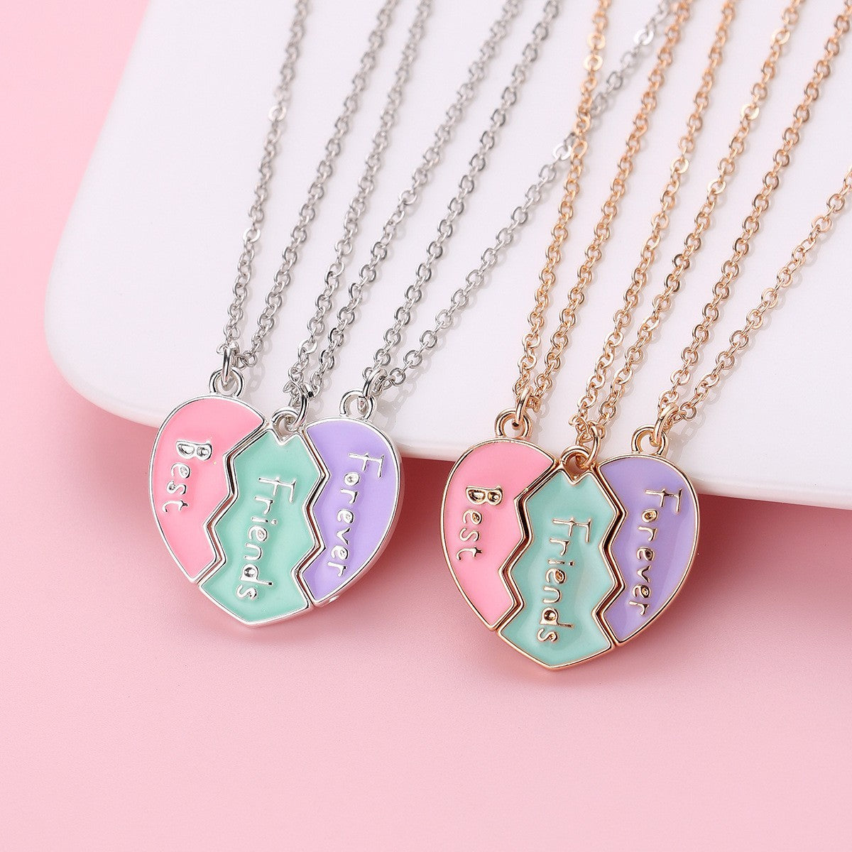 Wholesale love necklace good friend three-person necklace set