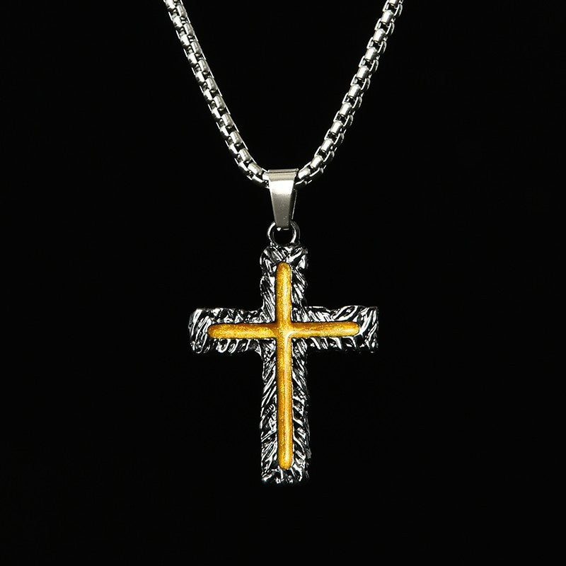 Wholesale  Retro Color-free Male Decoration Cross Pendant Necklace Simple Woolen Chain