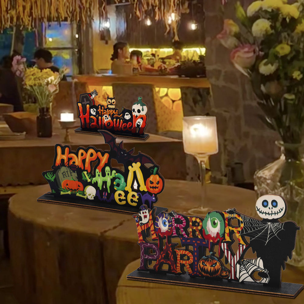 Wholesale Halloween Bar Party Atmosphere Scene with Wooden Table Ornaments