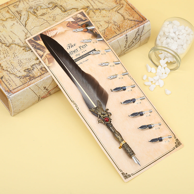 Wholesale Vintage Engraved Feather Dip Pens