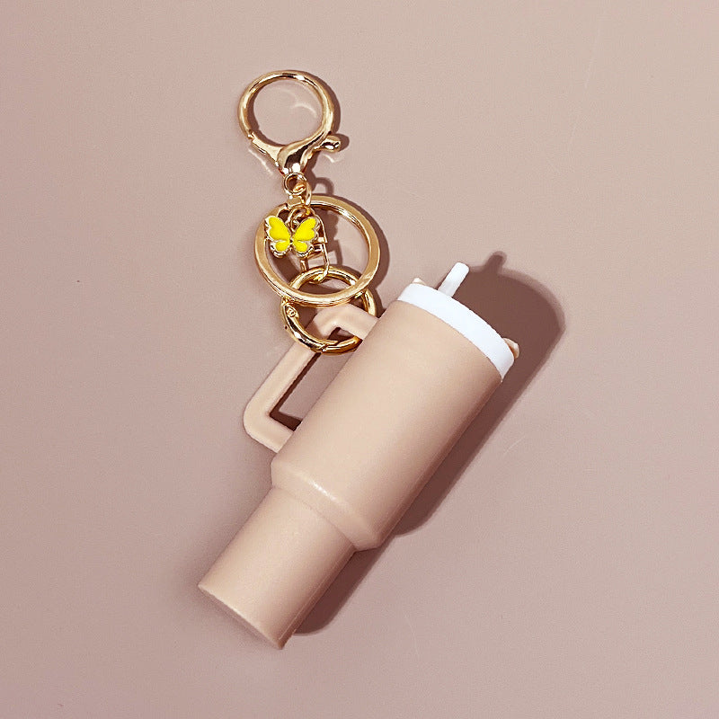 Wholesale New Butterfly Ice Cup Mini Tumbler Cup Keychains with Key Chain Pendant Can Put Lipstick Backpack Small Pendant Can Wrap