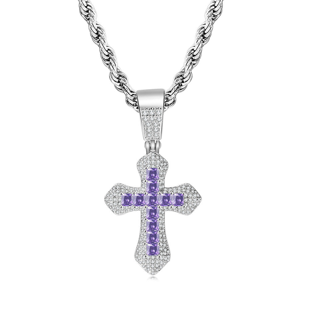 Collares de cobre colgante de circón cuadrado de color cuadrado al por mayor