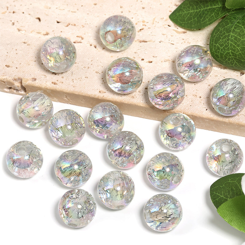 Wholesale 100pcsColorful Grey Acrylic Round Beads Sequins Straight Hole Beads