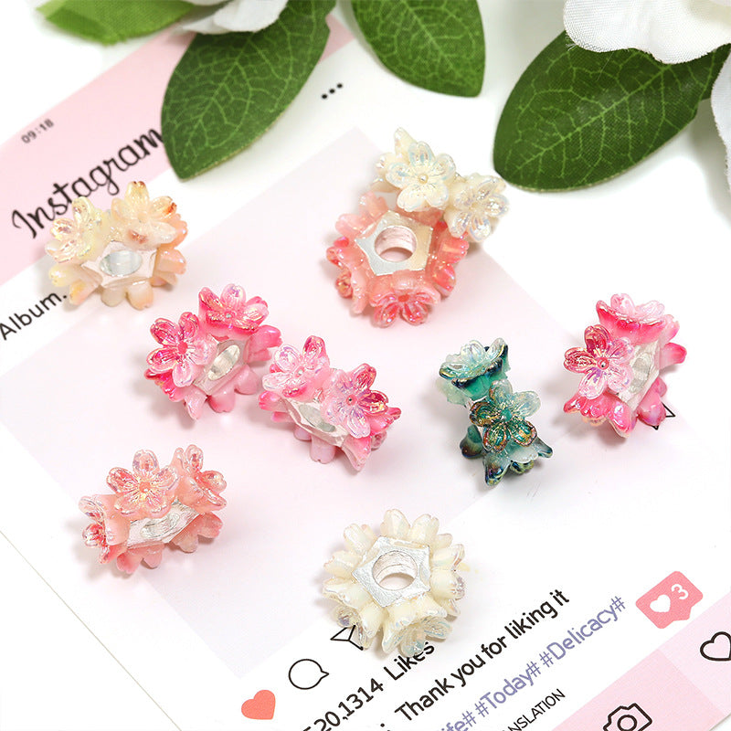 Wholesale 50pcs  Colorful flower Acrylic Beads