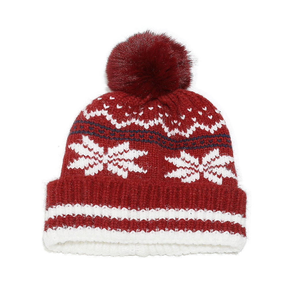 Wholesale Winter Thickeneded Warm Christmas Snowflake Hat