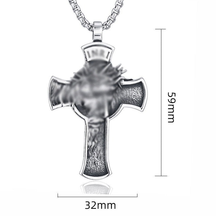 Wholesale Titanium Steel Retro Cross Pendant Necklace