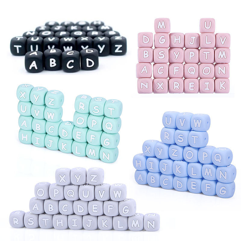 Wholesale 100pcs Silicone English Alphabet Beads 12MM Beads