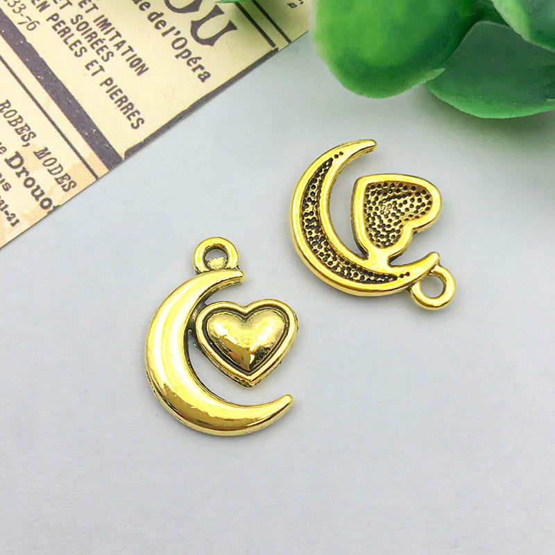 Wholesale 1 Antique Gold Alloy Simulation Sun, Moon, Stars DIY Pendant