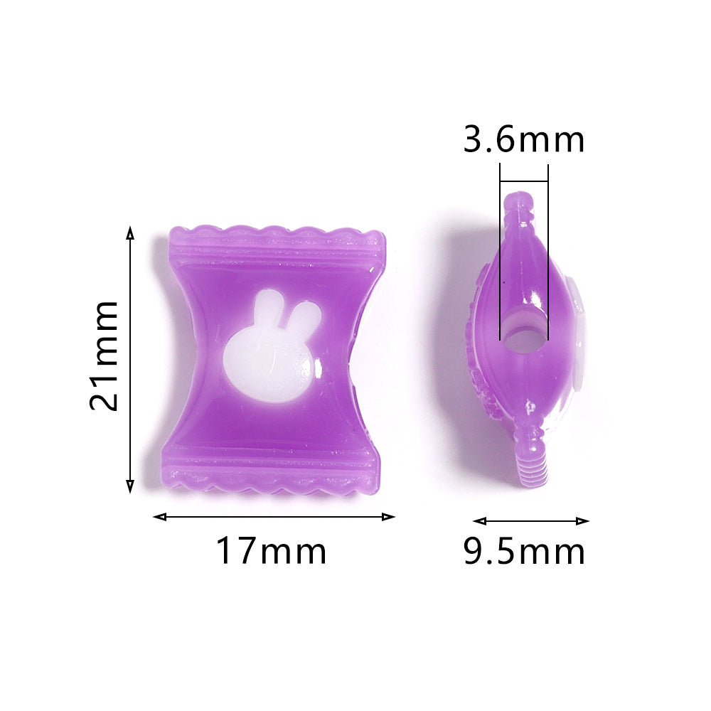 Wholesale 10pcs Jelly colored rabbit candy acrylic beads