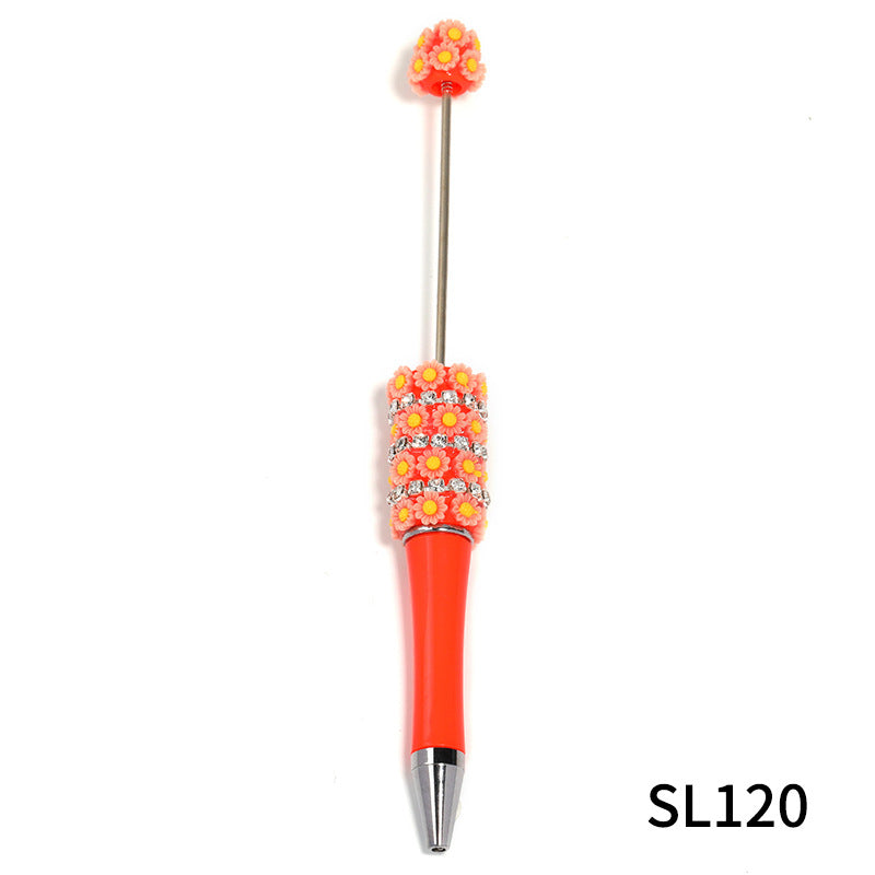 Wholesale 10pcs Beadable Pens Heavy Industry Diy Resin Multi-color Small Flower Claw Ballpoint Pen