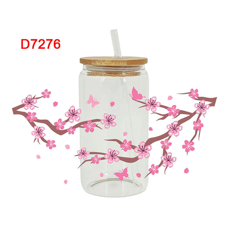 Wholesale Colorful succulent flowers  16oz Cup UV DTF Wraps