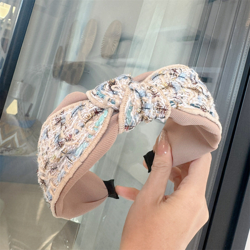 Wholesale Vintage French Style High Skull Knotted Houndstooth Headband