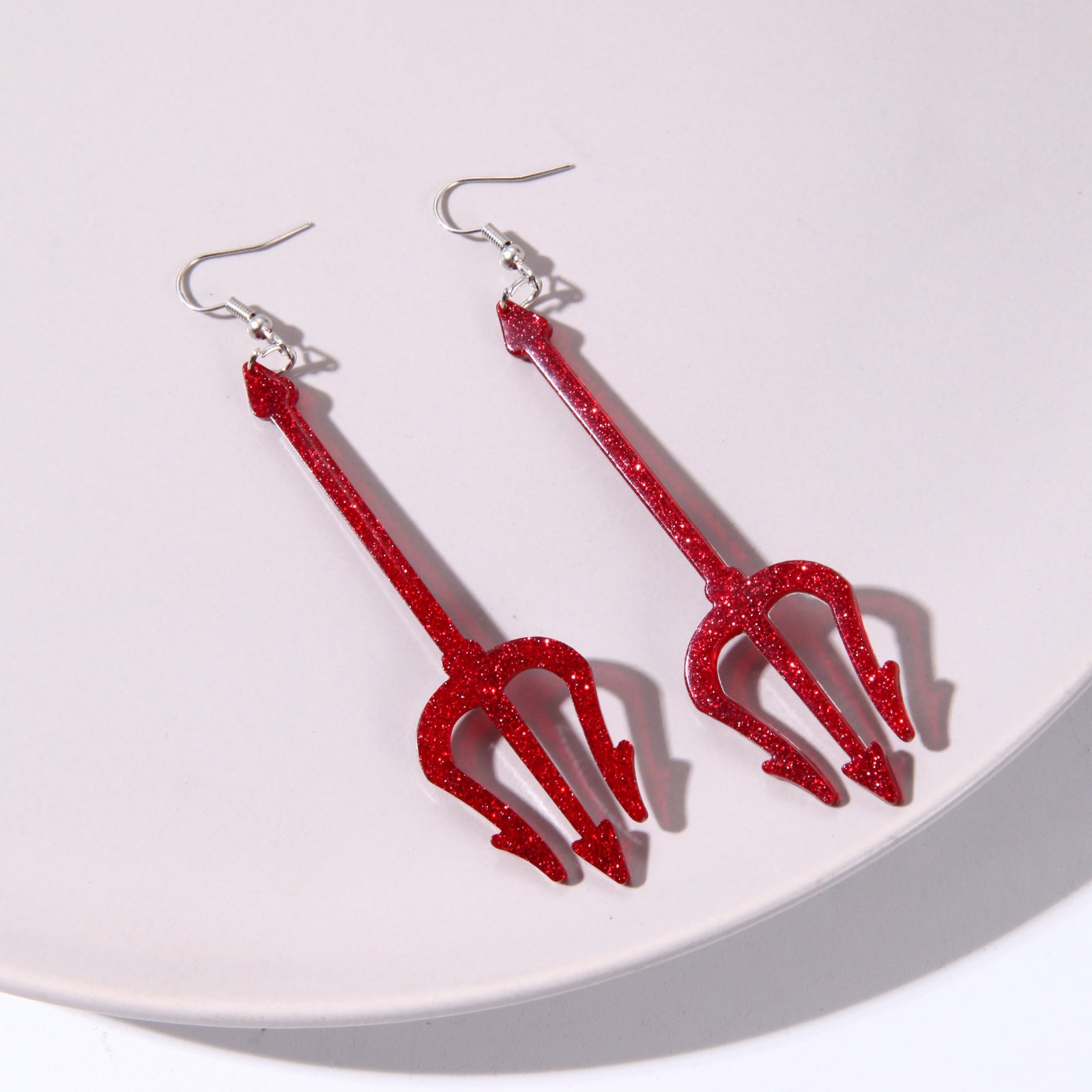 Wholesale Gothic  Trident Acrylic Drop Earrings Retro Statement Jewelry Accessory Boutique Resale Gift
