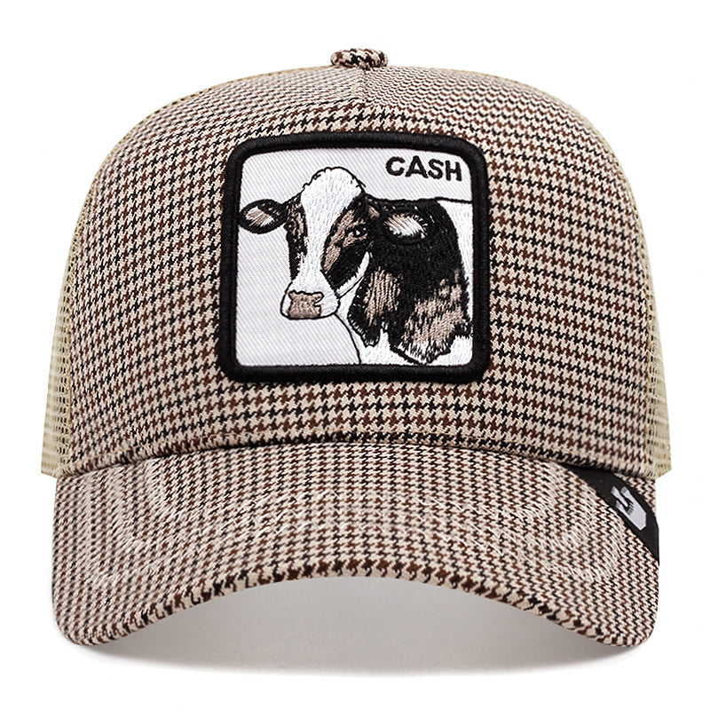 Wholesale Cotton and Linen Plaid Animal Baseball Caps