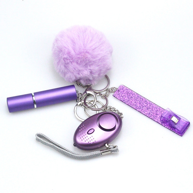 Wholesale Plastic Hairball ATM Card Reader Empty Perfume Bottle Keychain Set