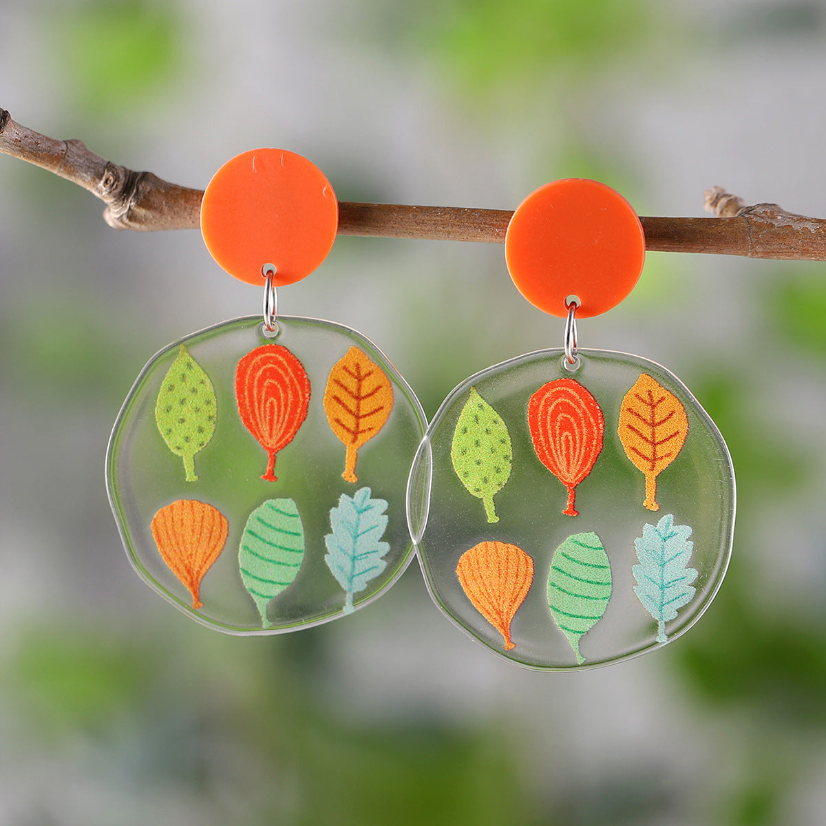 Wholesale Spring and summer flower leaf pendant earrings acrylic earrings