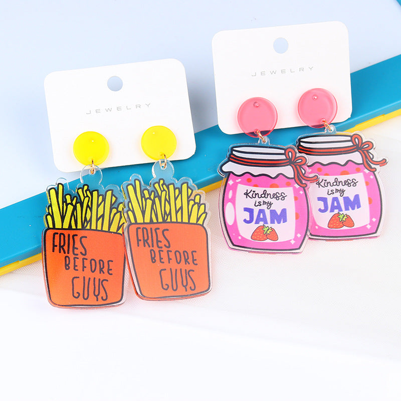 Wholesale Chips Drinks Acrylic Earrings
