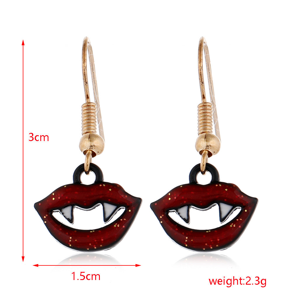 Wholesale Halloween Funny Personality Skull Spider Dripping Oil Earrings