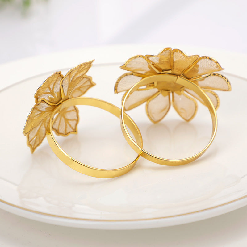 Wholesale Simulated Flower Stainless Steel Napkin Rings