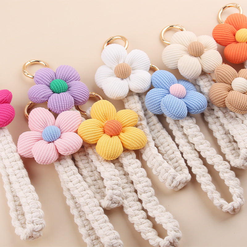 Wholesale Cute Flower Cotton Pure Handmade Heaving Keychain