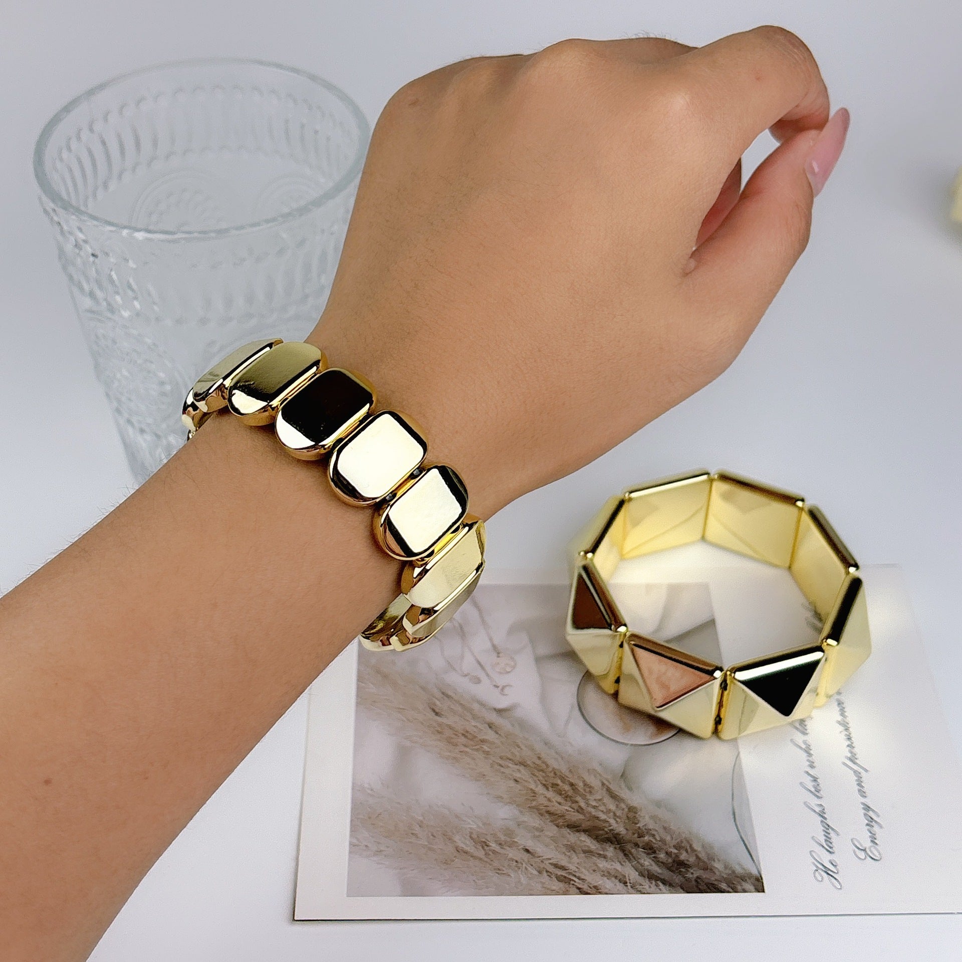 Wholesale trend street photography personality simple spiral pattern snake square stitching bracelet