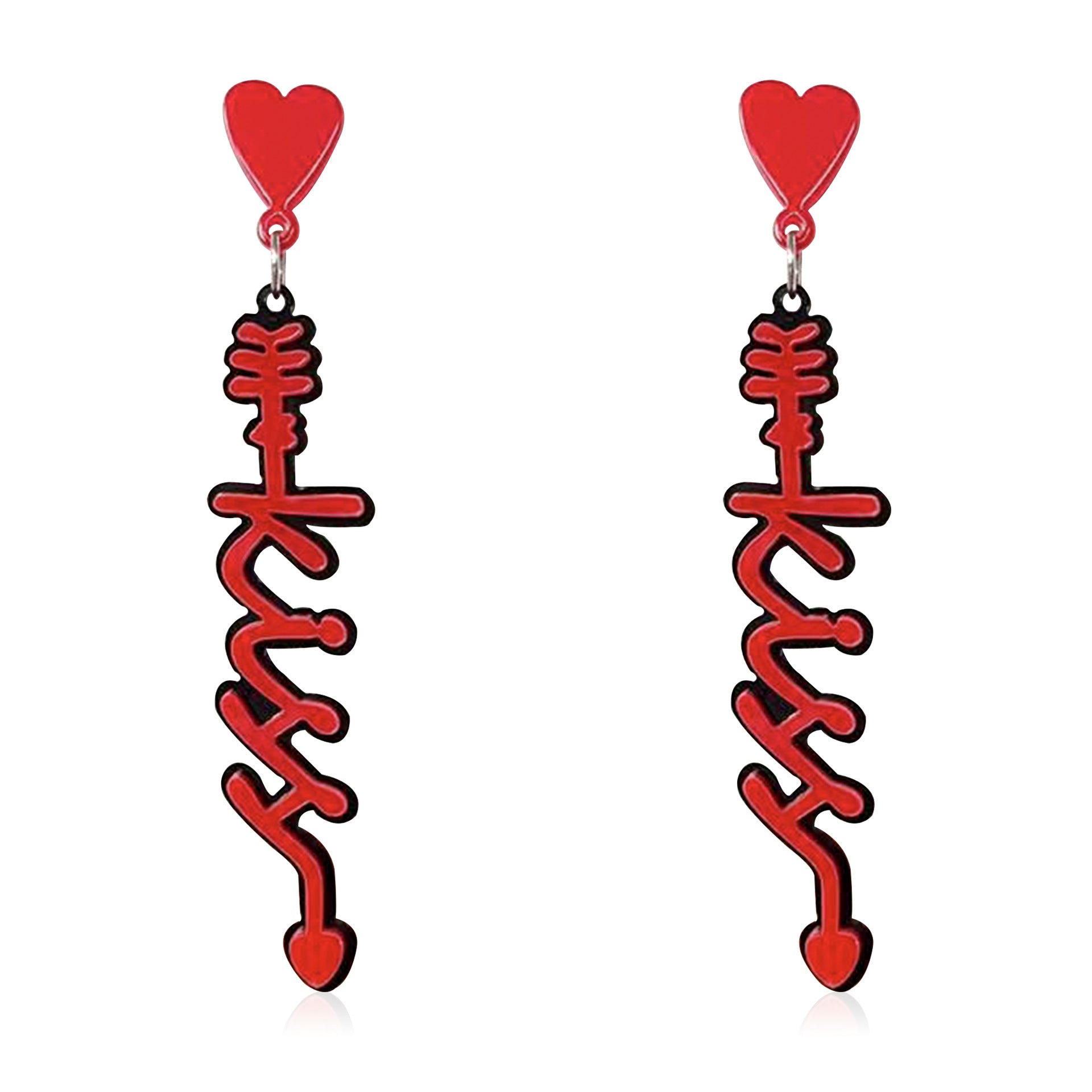 Wholesale Valentine's Day Fashion Red Acrylic Heart Letter Earrings
