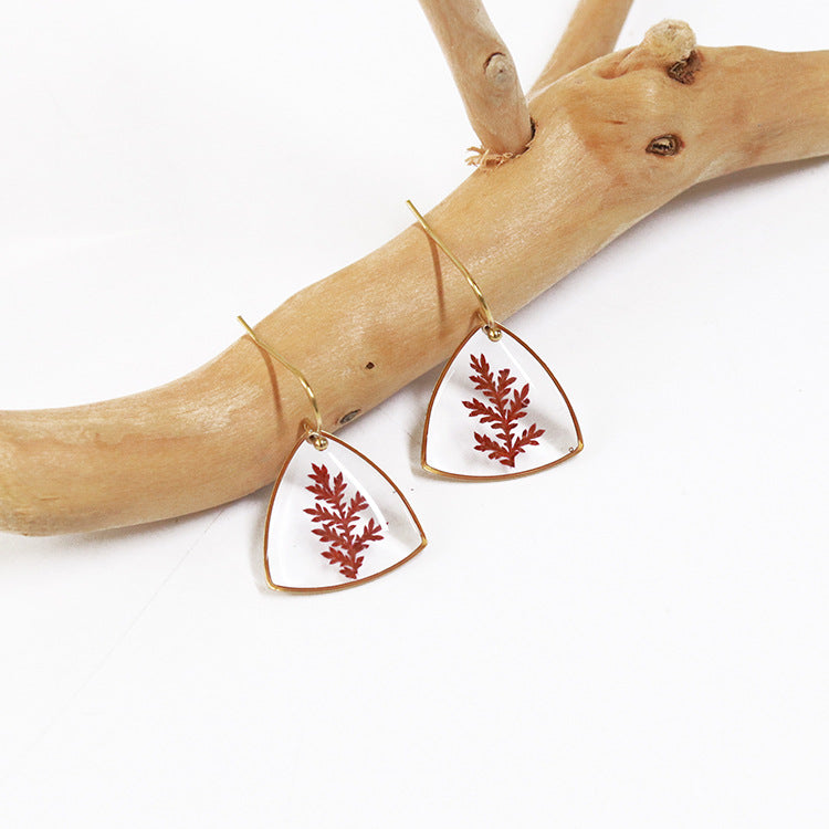 Wholesale 6pcs Geometric Colorful Dried Flower Earrings