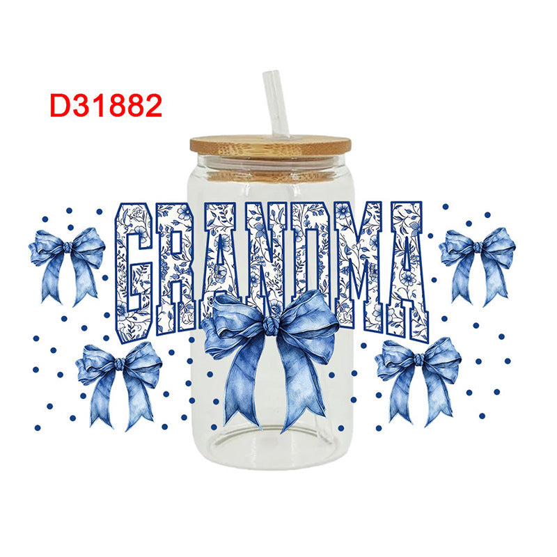 Wholesale Mother's Day Ball Bow  16oz Cup UV DTF Wraps