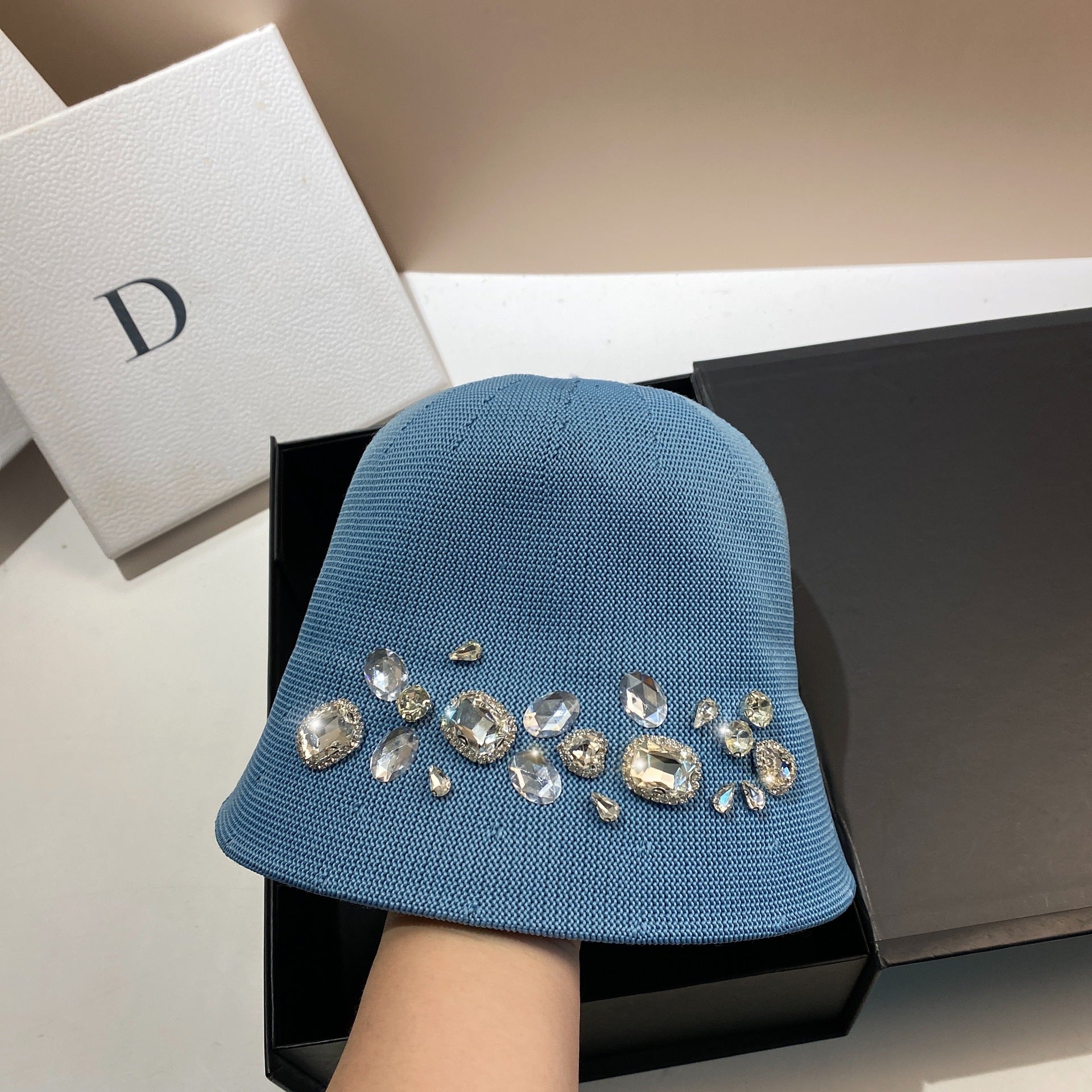 Wholesale Heavy Industry Rhinestone Ice Silk Bucket Hat Bucket Hat