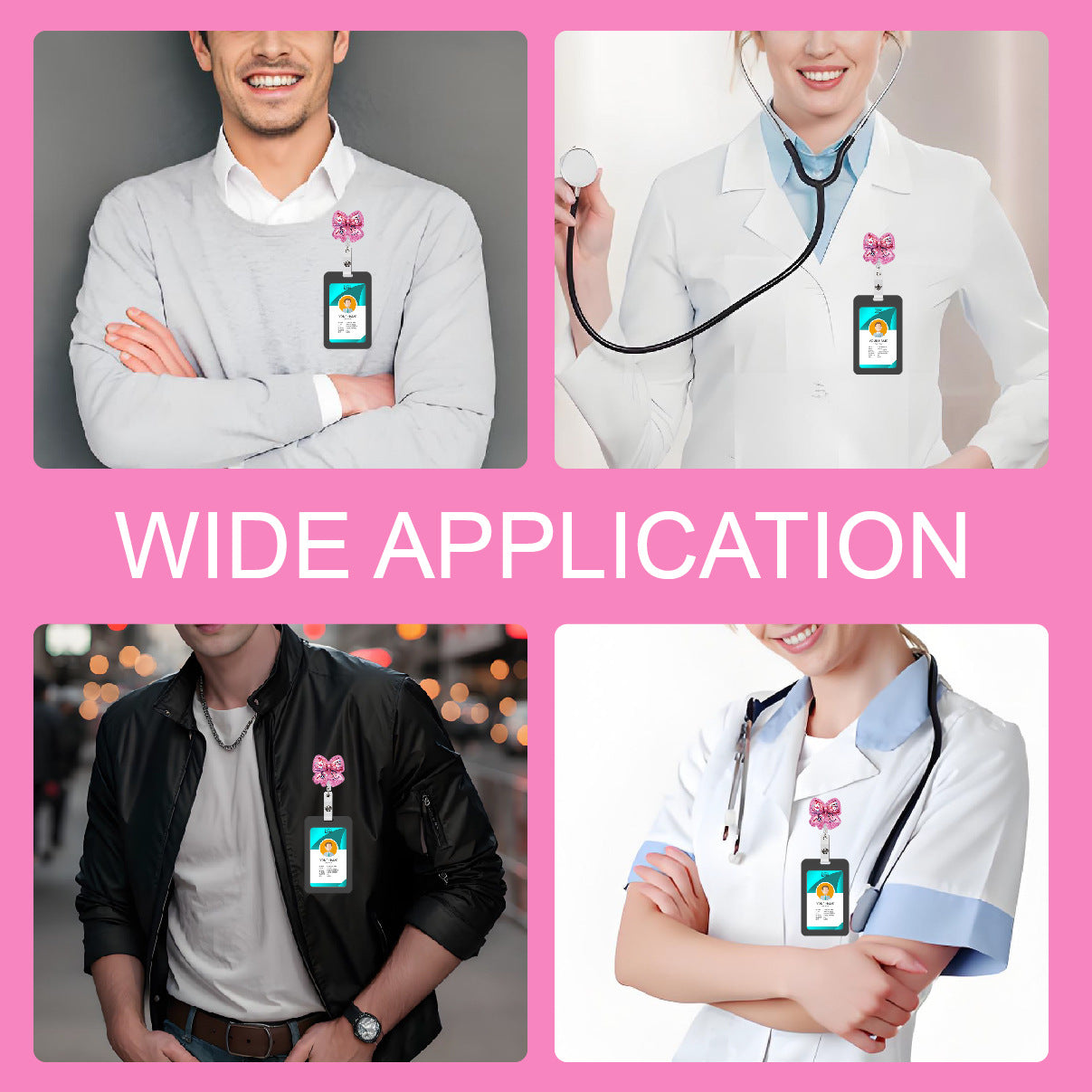 Wholesale Pink medical bow acrylic retractable pull buckle