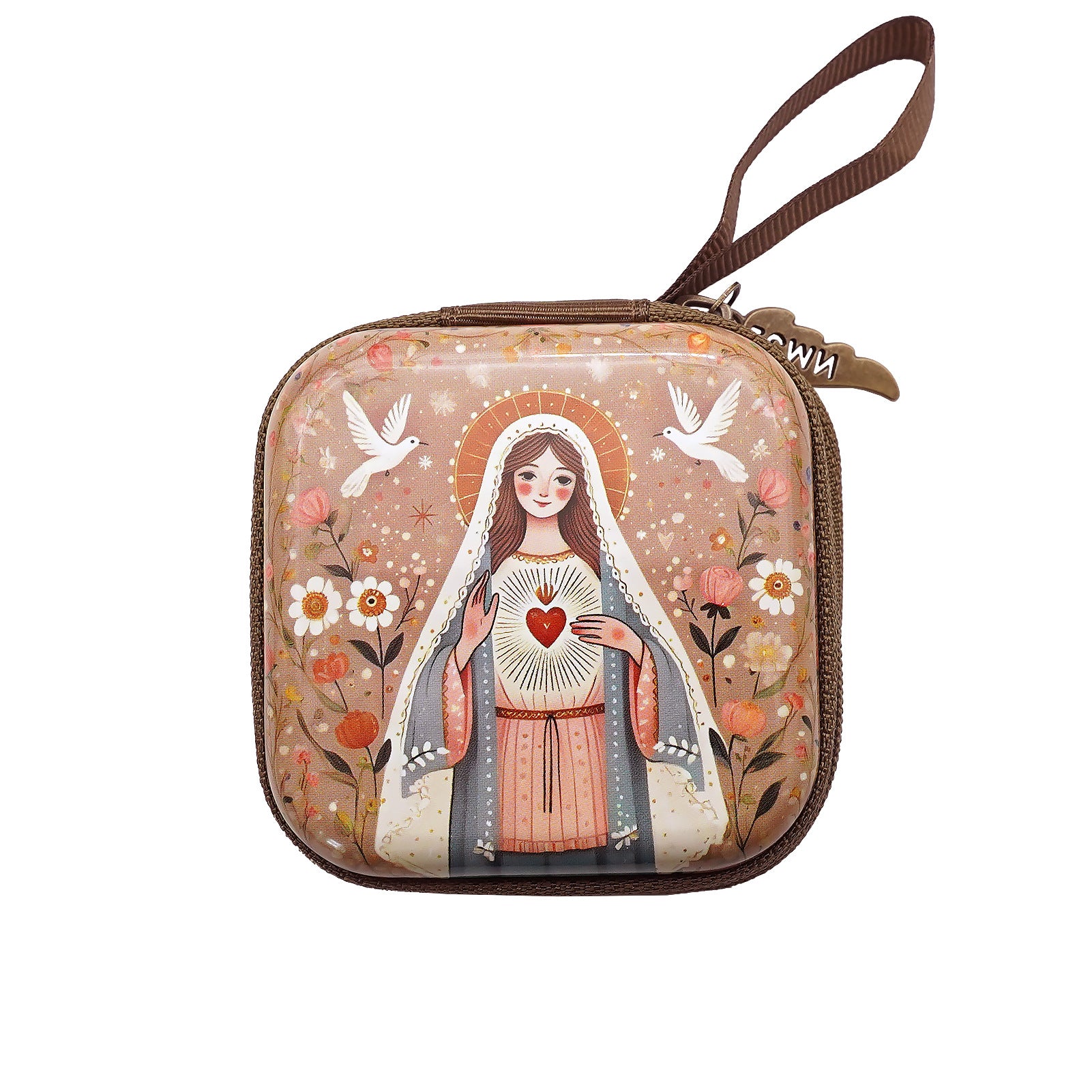 Wholesale Square hand drawn cartoon pattern portable coin purse