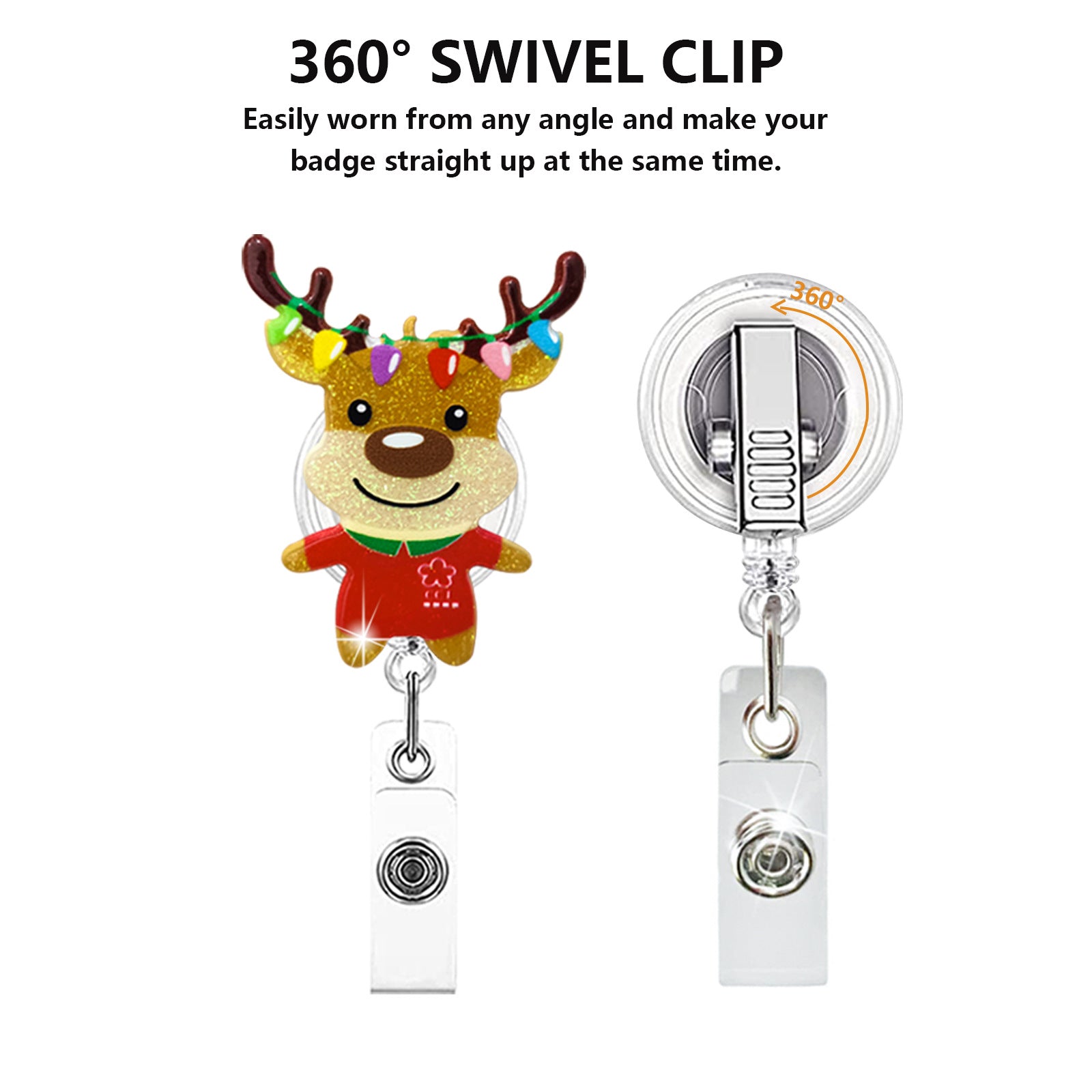Wholesale Christmas Santa Claus Sparkling Pink Snowman Elk Flower Ring Acrylic Emblem Scroll Retractable Keychain