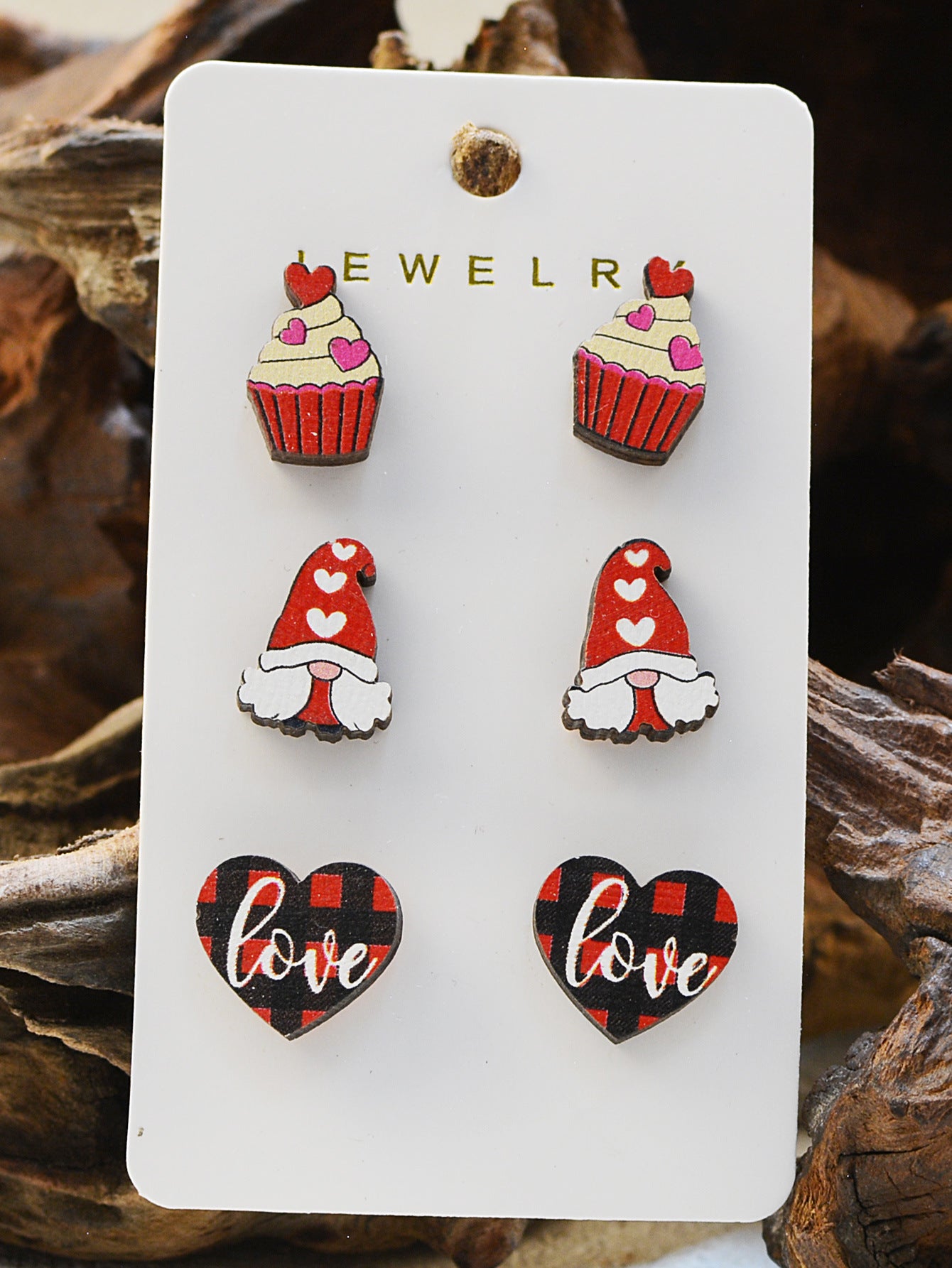 Wholesale Valentine's Day Love XOXO Coffee Cup Wooden Earrings Set