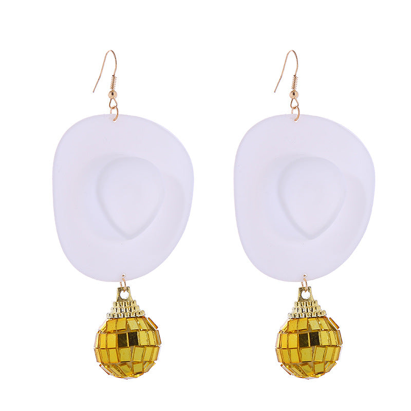 Wholesale Disco Cowboy Hat Earrings