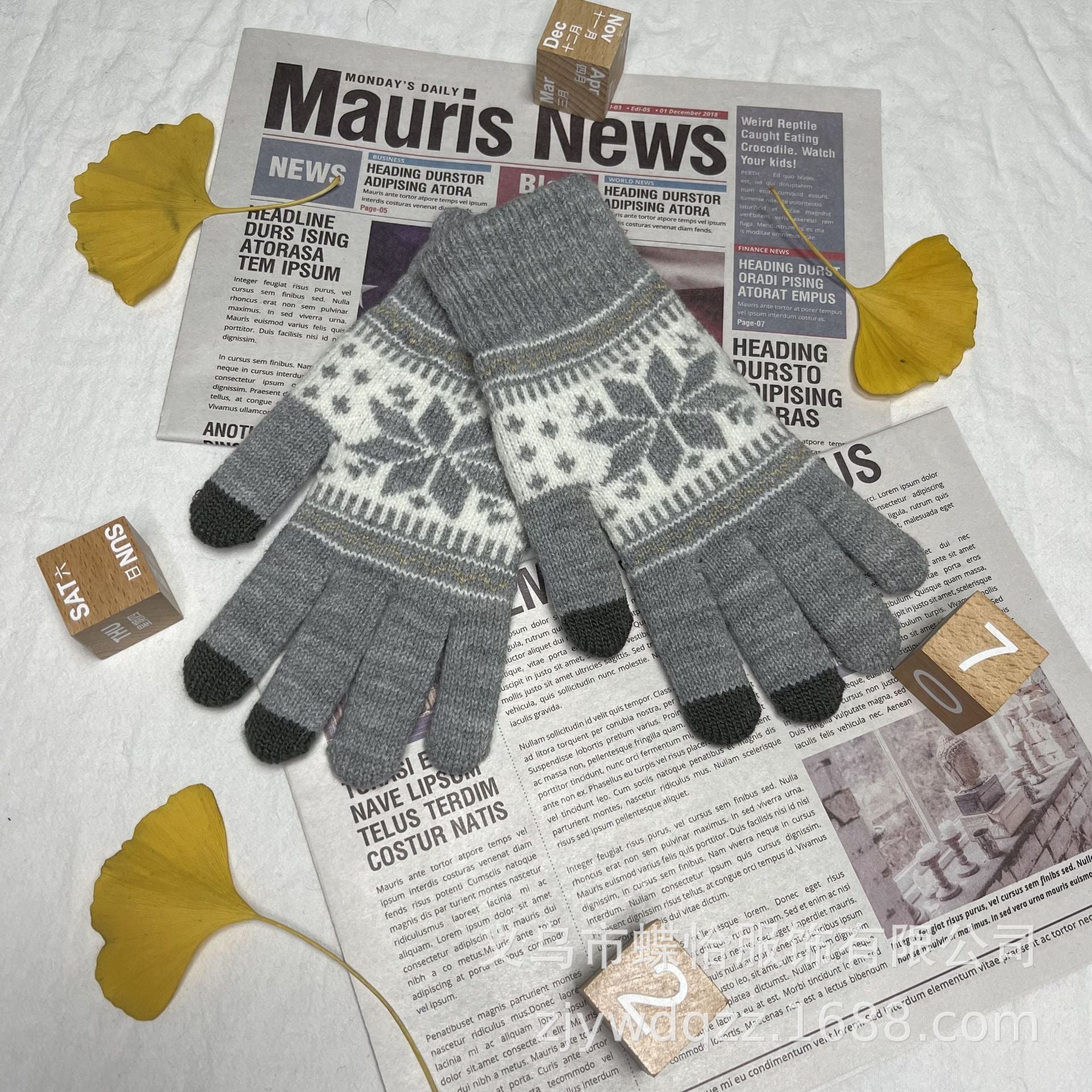 Wholesale Winter Creative Warm Finger Jacquard Touch Screen Glove