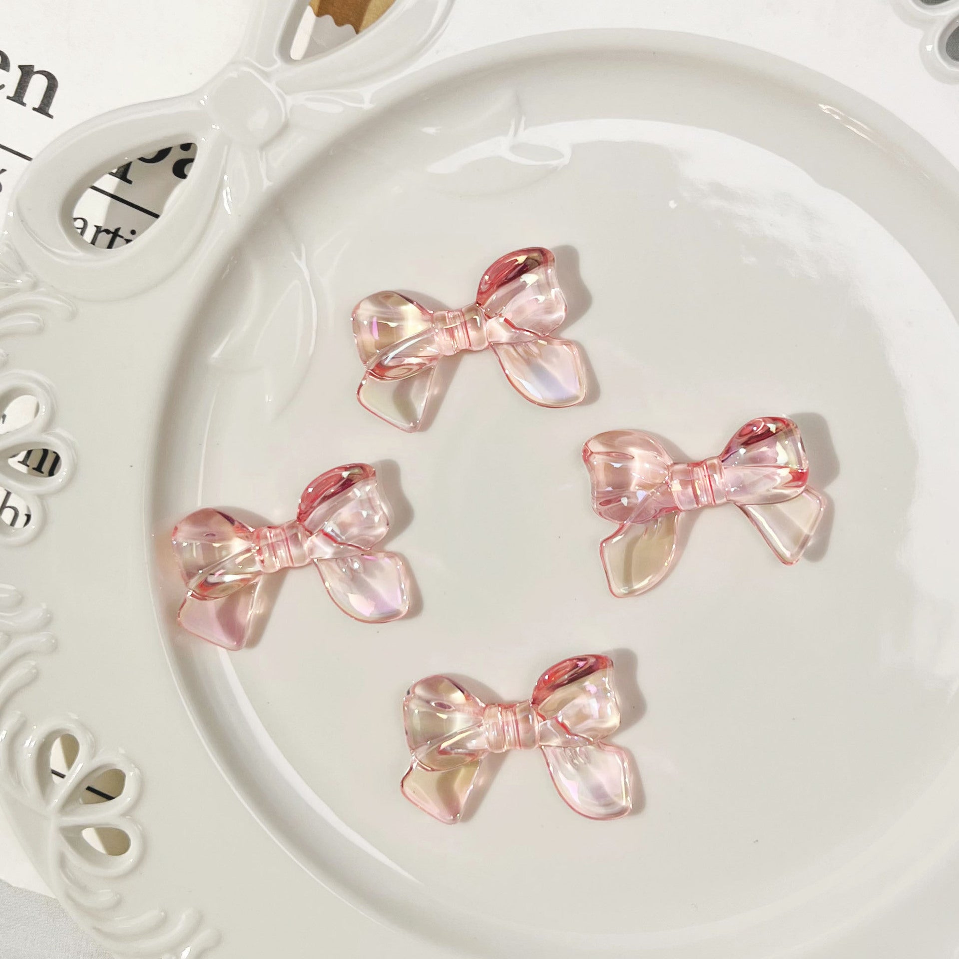 Wholesale 10pcs Bow Plastic Beads Hair Accessories Mobile Phone Beads