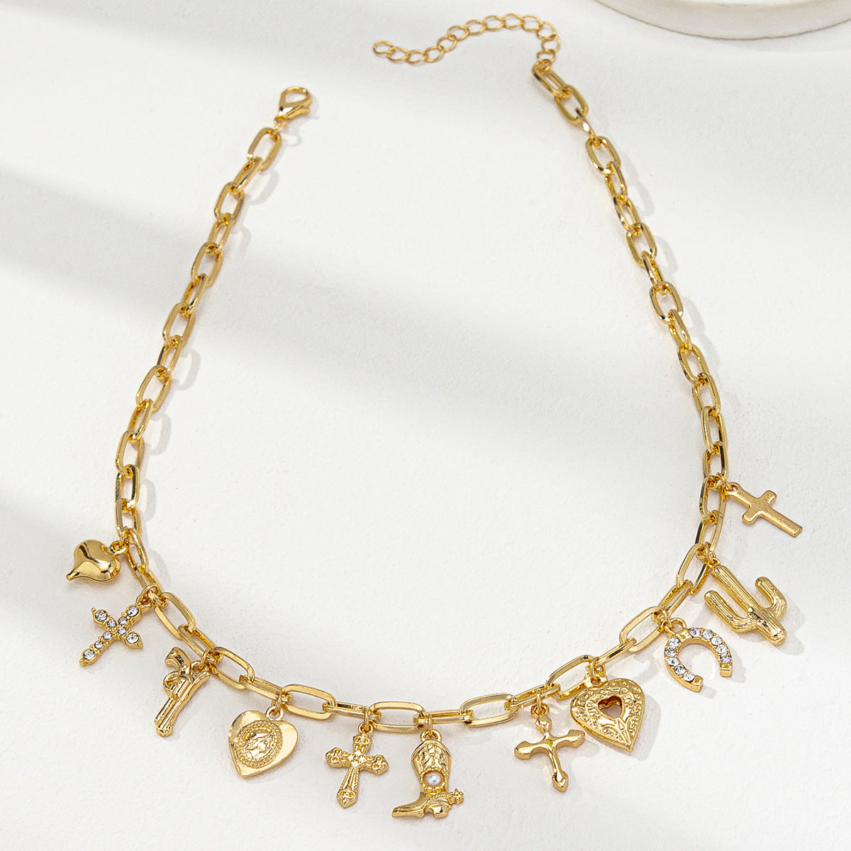 Wholesale Fruit Flower Ceramic Cross Multi Pendant Necklace