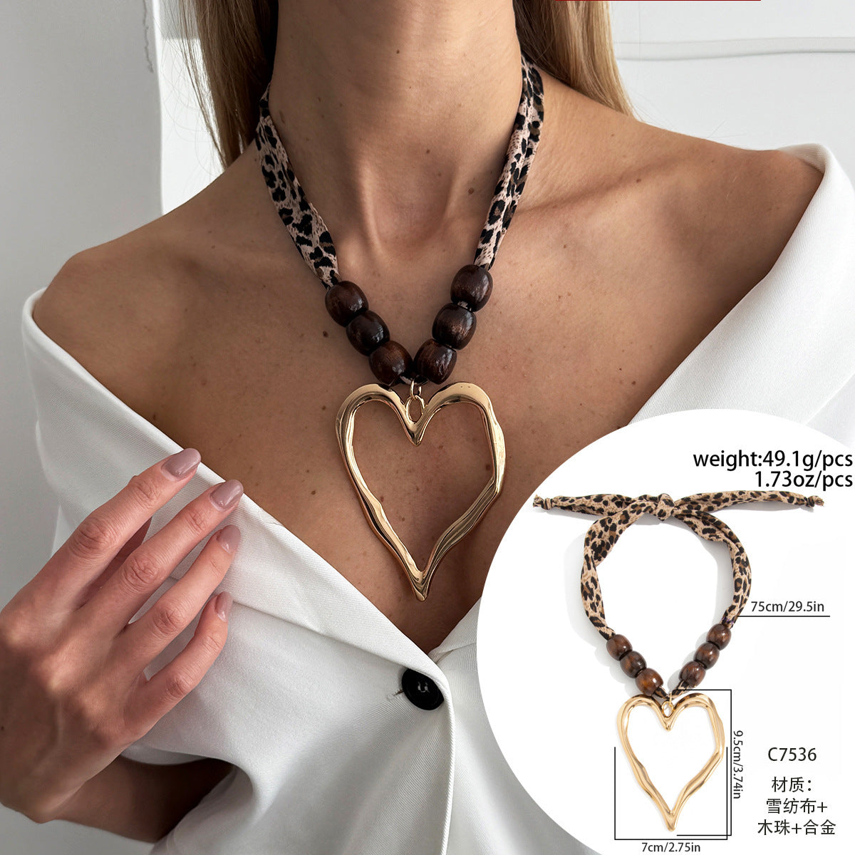 Wholesale Sweet and cool leopard print velvet clavicle chain choker necklace