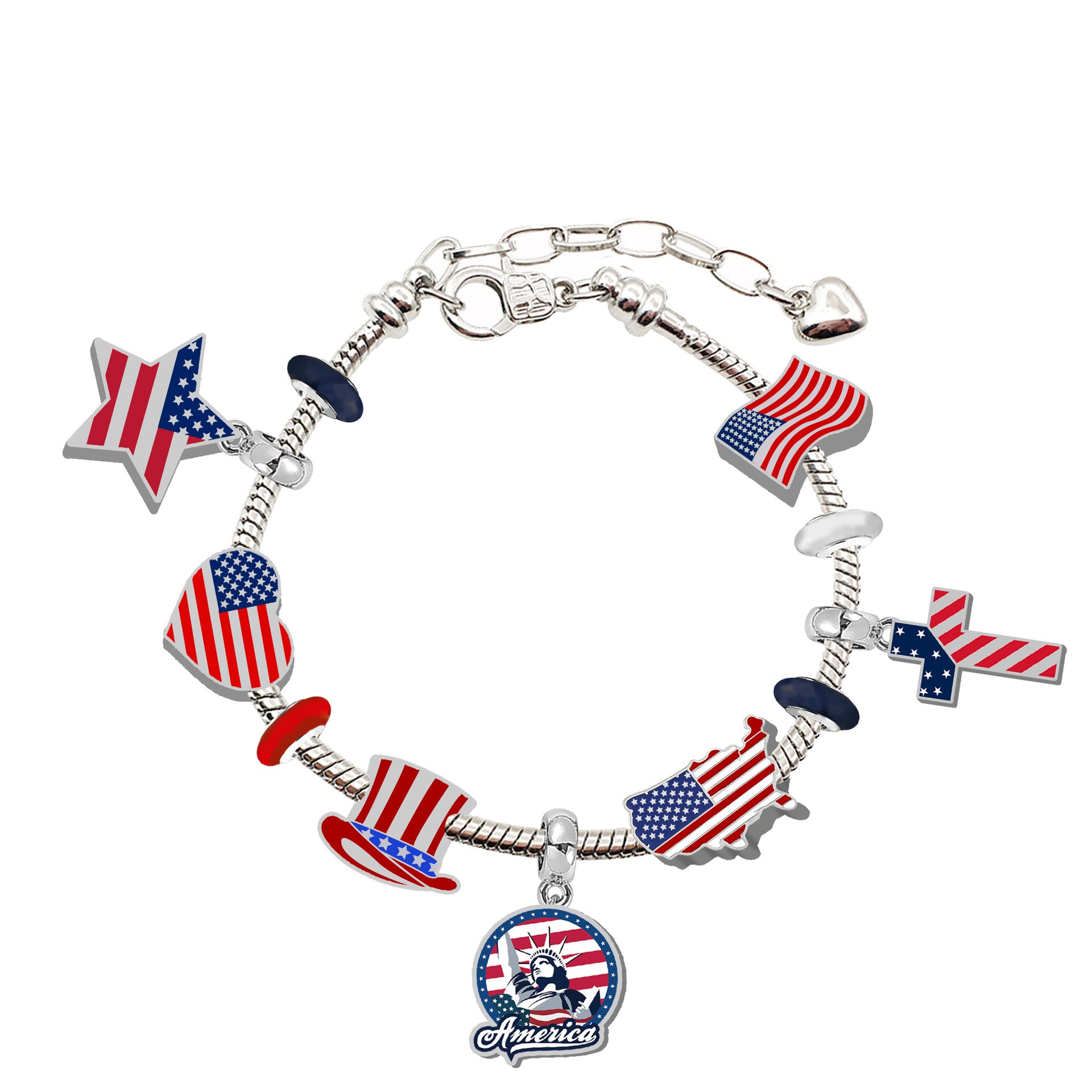 Wholesale of American Flag Beaded Alloy Bracelets