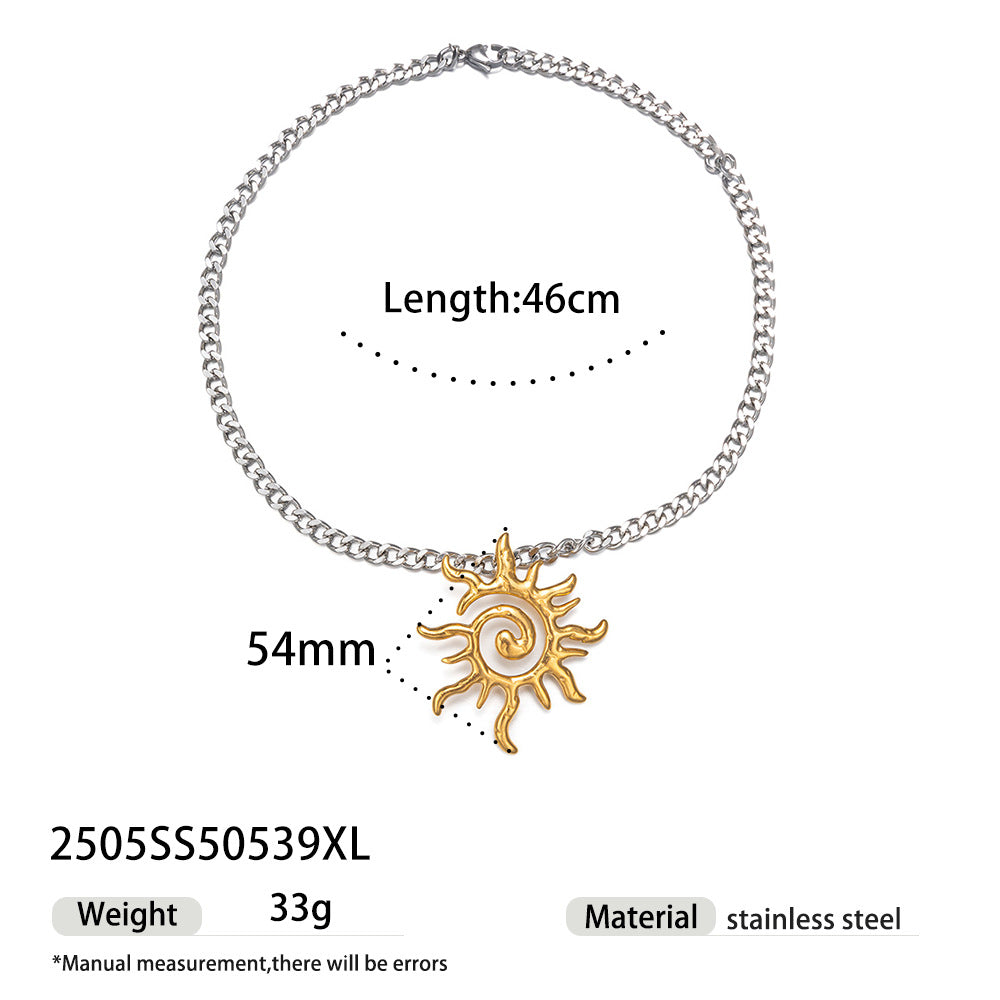 Wholesale Tyna European and American Light Luxury 18K Gold Stainless Steel Conch Sea Star Sun Thick Rope Necklace All-match Cross-border Trendy Jewelry