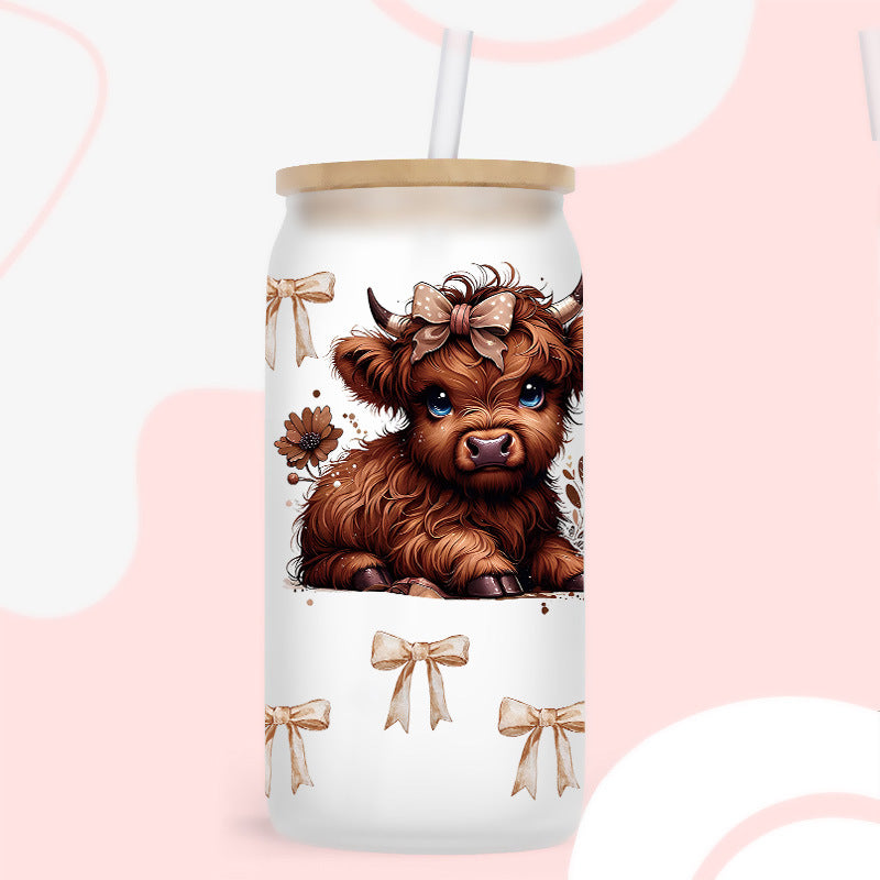 Wholesale Western style flowers butterflies calves 16oz Cup UV DTF Wraps