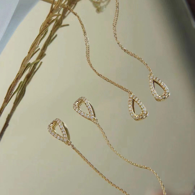 Wholesale Silver Needle Water Drop Copper Earrings