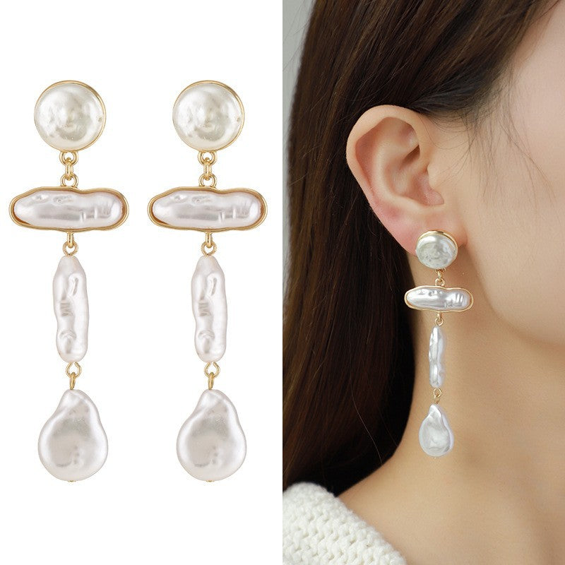 Wholesale Alloy Inlaid Baroque Pearl Earrings