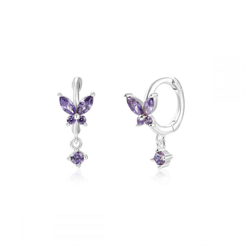 Wholesale Multicolor Zircon Rhinestone Butterfly Earrings